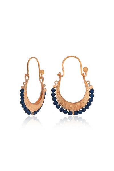 norsary Silver Dark Blue Jewelled Bohemian Earrings
