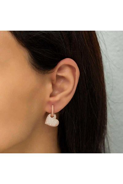 norsary Silver Rose Hoop Heart Earrings