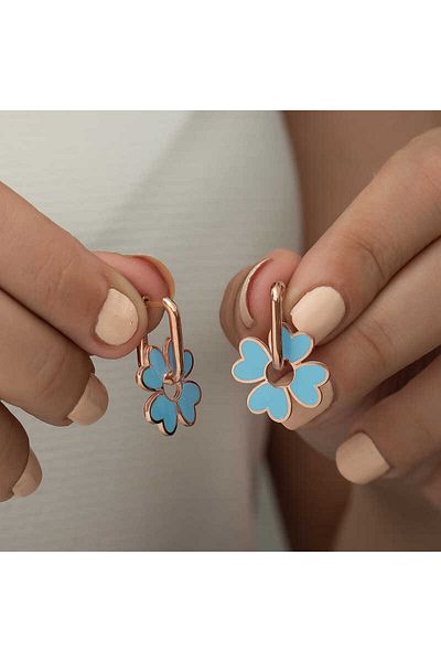 norsary Silver Phosphorescent Blue Clover Earrings