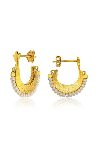 norsary Silver White Jewelled Bohemian Studded Earrings