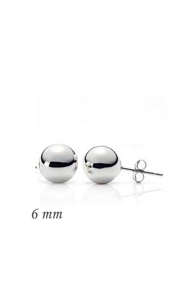 norsary Silver Ball Earrings - 6 mm