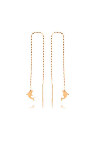 norsary Silver Chain Dolphin Earrings
