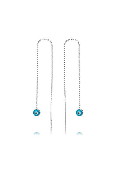 norsary Silver Evil Eye Chain Earrings