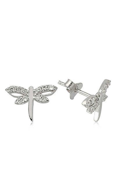 norsary Silver Dragonfly Studded Earrings