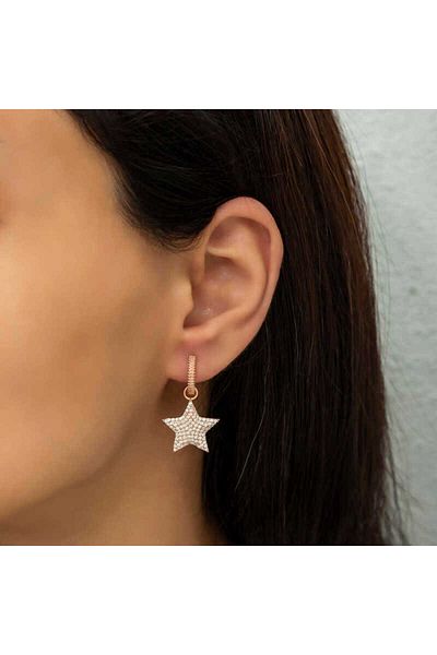 norsary Silver Hoop Star Earrings