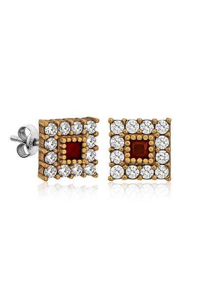 norsary Silver Authentic Square Studs Earrings