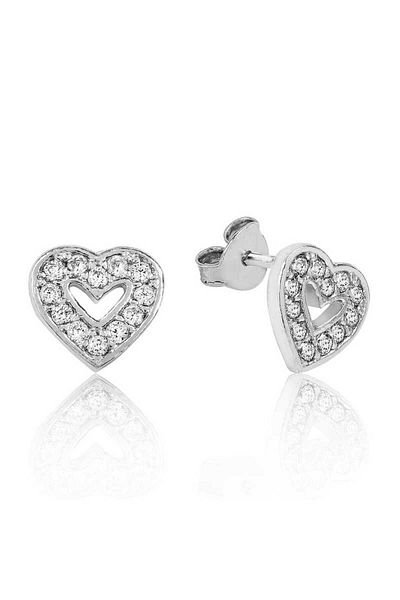 norsary Silver White Heart Studs Earrings