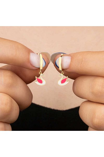 norsary Silver Gold Swan Dangle Women's Earrings