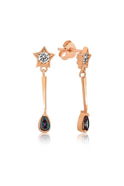 norsary Silver Star Drop Earrings