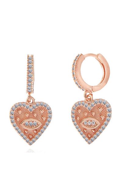 norsary Silver Rose Heart Dangle Earrings for Women