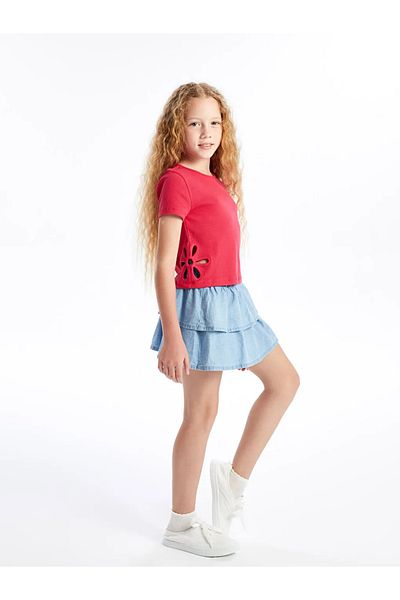 LC Waikiki Lcw Kids Indigo Girl's Jean Skirt with Elastic Waist
