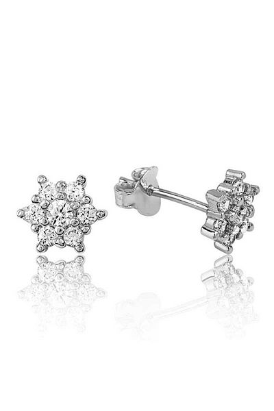 norsary Silver Flower Stud Earrings