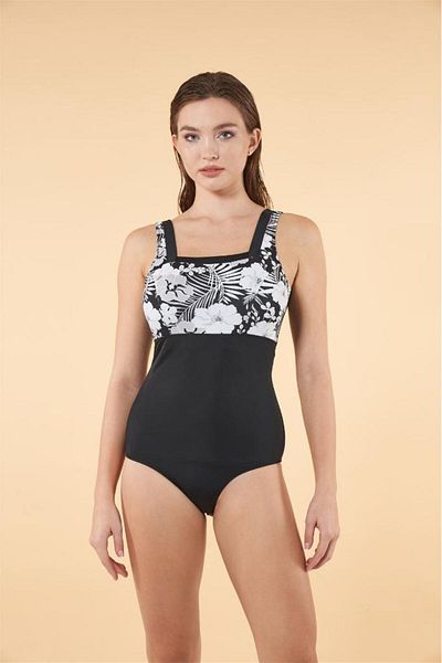 Estiva Chest Covered Square Neck Thick Strap Printed Swimsuit