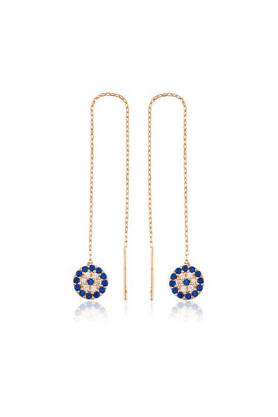 norsary Silver Chain Evil Eye Earrings
