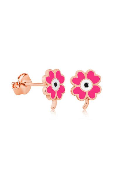 norsary Silver Highlighter Pink Clover Earrings