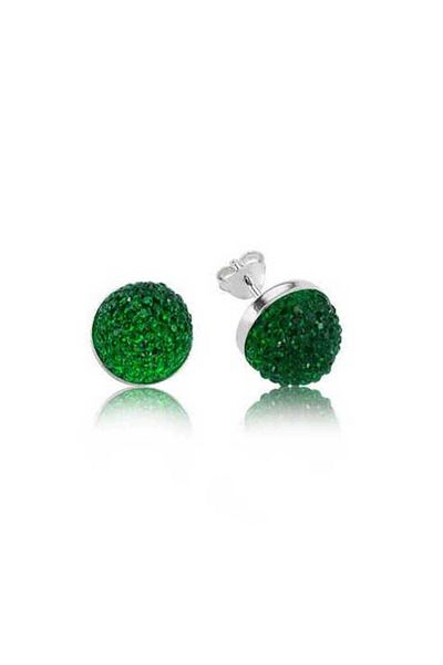 norsary Silver Green Crystal Studded Earrings