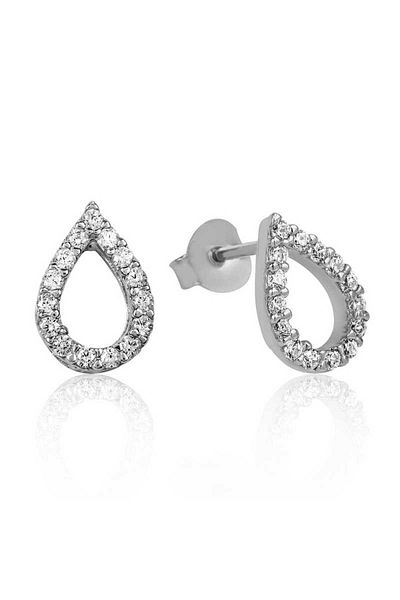 norsary Silver White Jewelled Drop Stud Earrings