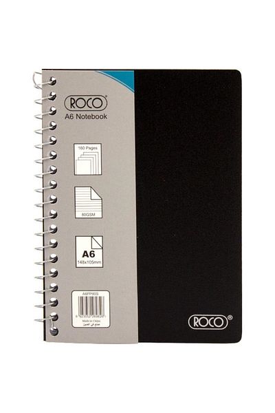 Roco Notebook – A6, 160 Pages (80 Sheets), Lined, Black