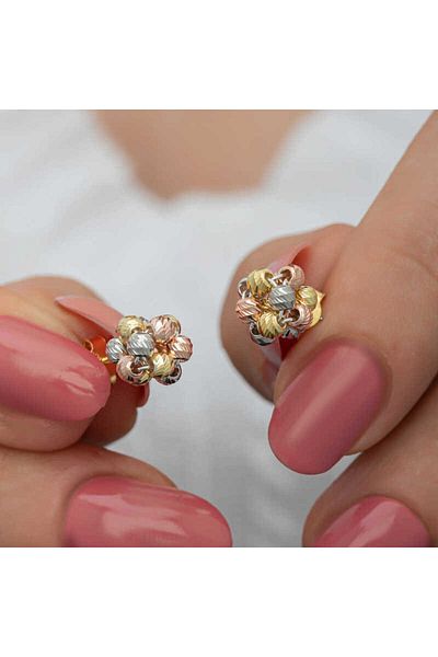 norsary Silver Colored Dorica Women's Studded Earrings