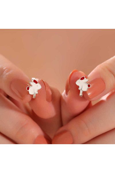 norsary Silver Rabbit Children's Earrings
