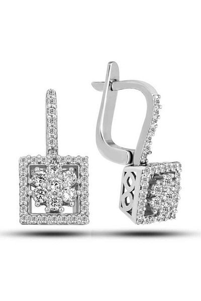 norsary Silver Square Zircon Stone Women's Earrings