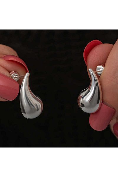 norsary Silver Tear Drop Studded Women's Earrings