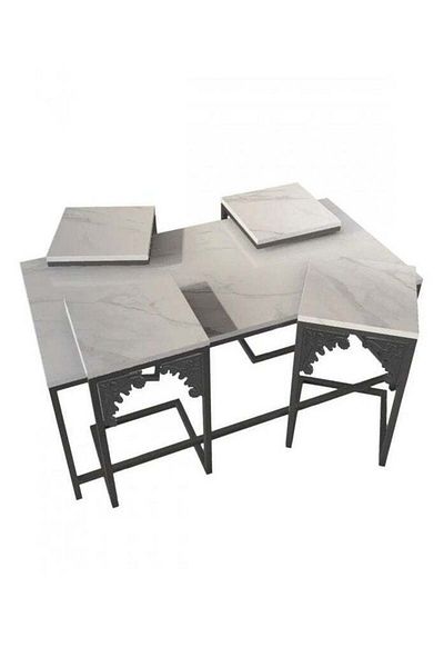 l'elefante 5-Piece Coffee Table Set – 1 Large Rectangular Center Table + 4 Side/Service Tables