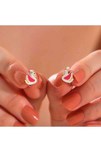 norsary Silver Swan Kids Earrings