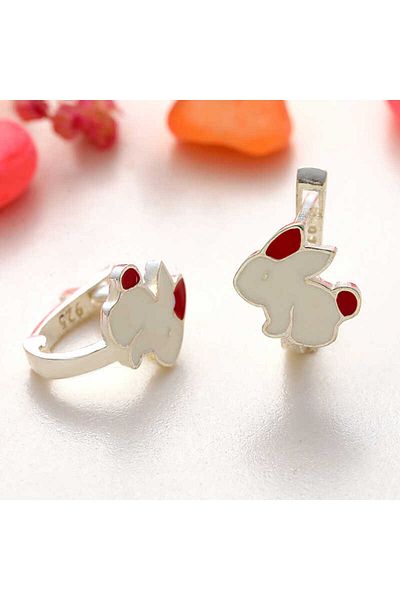 norsary Silver Rabbit Children's Earrings