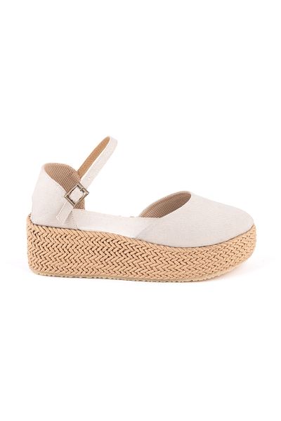 Star Tombis Espadrile cu platformă reală lucrate manual, cu talpă din polietilenă, cu toc pană, espadrile din in, lucrate manual
