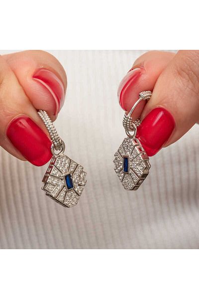 norsary Silver Zircon Stone Women's Earrings