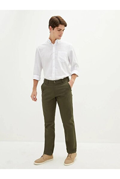 LC Waikiki LCWAIKIKI Classic Haki Normal Kalıp Gabardin Erkek Chino Pantolon