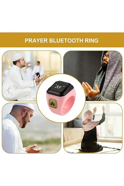 BSTWSH Zikr Ring Smart Ring with Vibration Reminder Tasbih Counter and Bluetooth Connection (Pink) (20mm)
