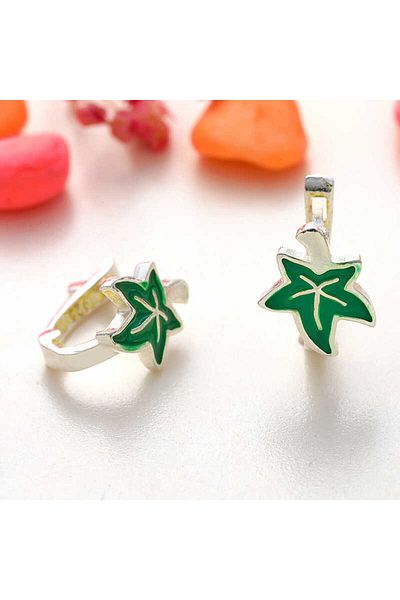 norsary Silver Plane Leaf Children's Earrings