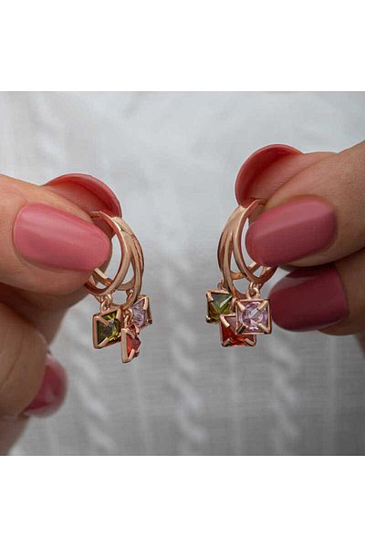 norsary Silver Dangle Mix Jewelled Hoop Women's Earrings