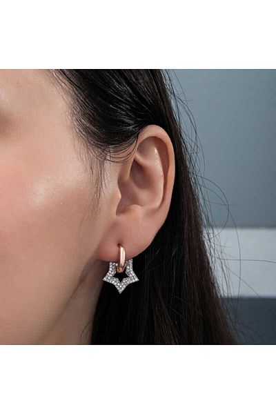 norsary Silver Rose Dangle Star Women's Earrings
