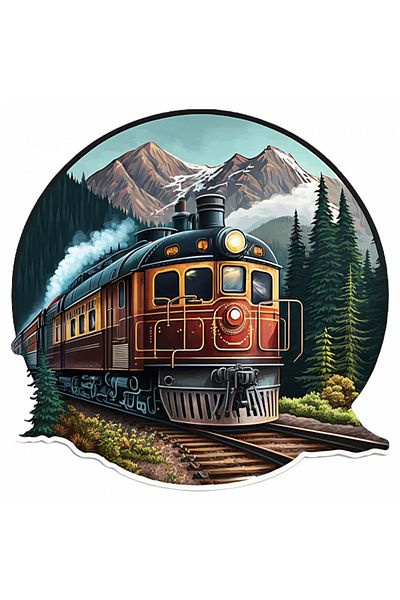 INOVATIX Set of 8 pieces, Sticker Train traveling through the mountains, INOVATIX®. 6 cm