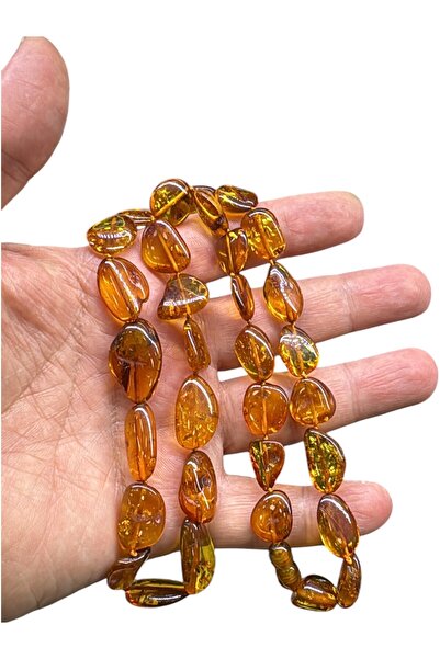 ÇAKRA DOĞAL TAŞ GÜMÜŞ Doğal Kehribar Yetişkin Kolye – El Yapımı Parlak Bal Rengi Taşlar, Şık ve Özgün Tasarım,