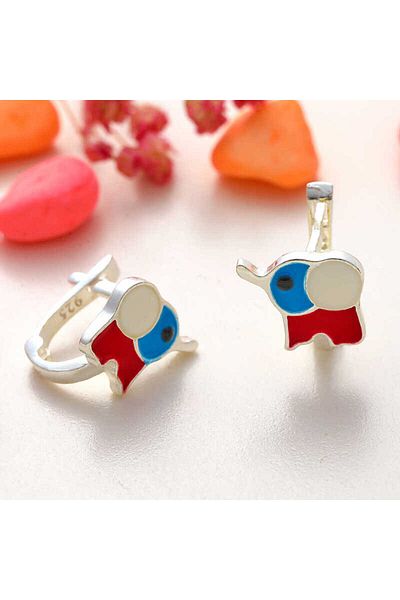 norsary Silver Elephant Kids Earrings