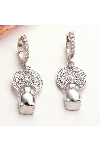 norsary Silver Dangle Tiger Figured Women's Earrings