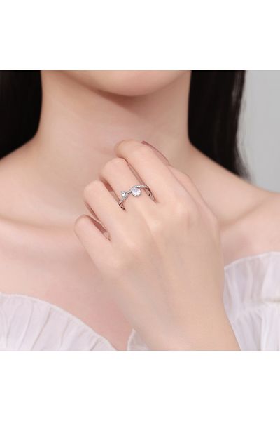 delis Inel Argint 925, Jw1326, Model Elegant Cu Piatra, Placat Cu Rodiu
