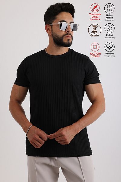 querancia 3-Piece Men's Ribbed Zinox Fabric Sweater – Soft Textured Short Sleeve Basic Sweater