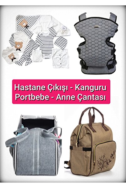 BABY ZUHU 4 Lü Doğum Seti 11 Parça Hastane Çıkışlı Portbebeli Kangurulu ve An...