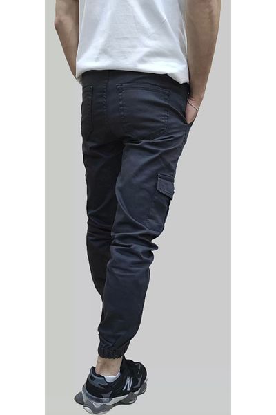 daniel milano Men's Jogger Linen Anthracite Cargo Pants with Elastic Waist and Legs