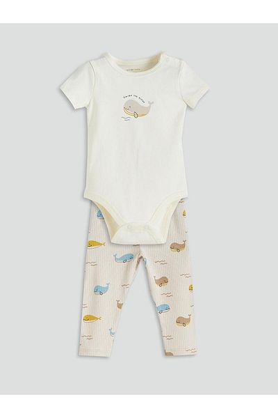 LC Waikiki Organic Cotton Baby Boys Snapback Bodysuit and Leggings 2 Pack (S5)