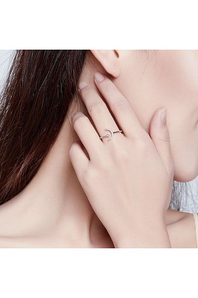 delis Inel Reglabil Argint 925, Jw643, Model Semiluna, Placat Cu Rodiu