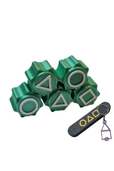 OEM Gonggi game set with stand, Squid Game, 3D printed, silk green