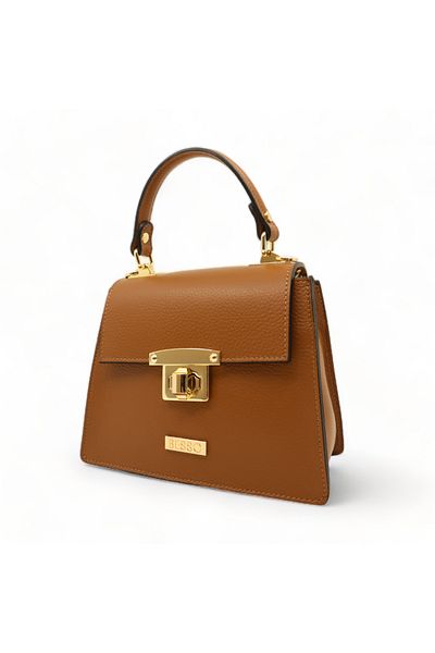 BESSO Chic Minimal Brown Genuine Leather Handbag