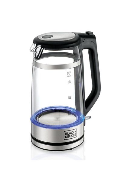 Black&Decker 2200W Cordless Design Double Wall Glass Kettle Clear and Black 1.7 Liter