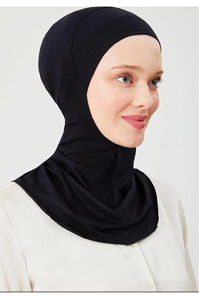 İklilEşarp Women's Hijab Black Bonnet with Neck Collar